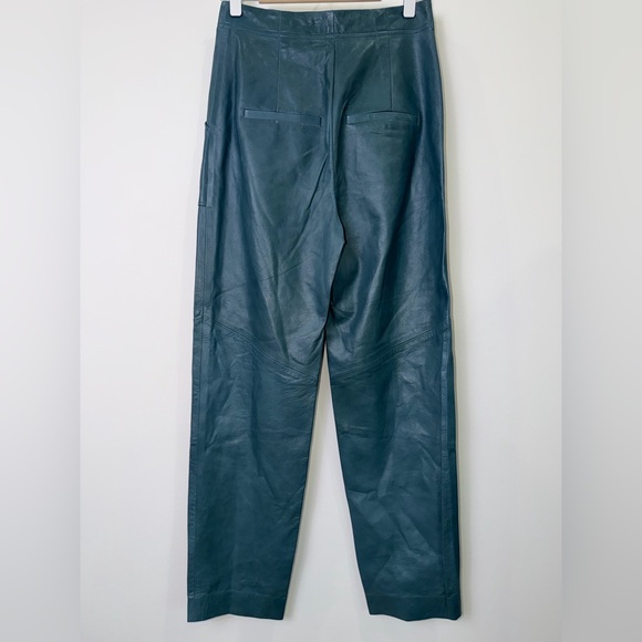 Veronica Beard Blue Leather High Rise Pants Size 0 - Picture 3 of 8